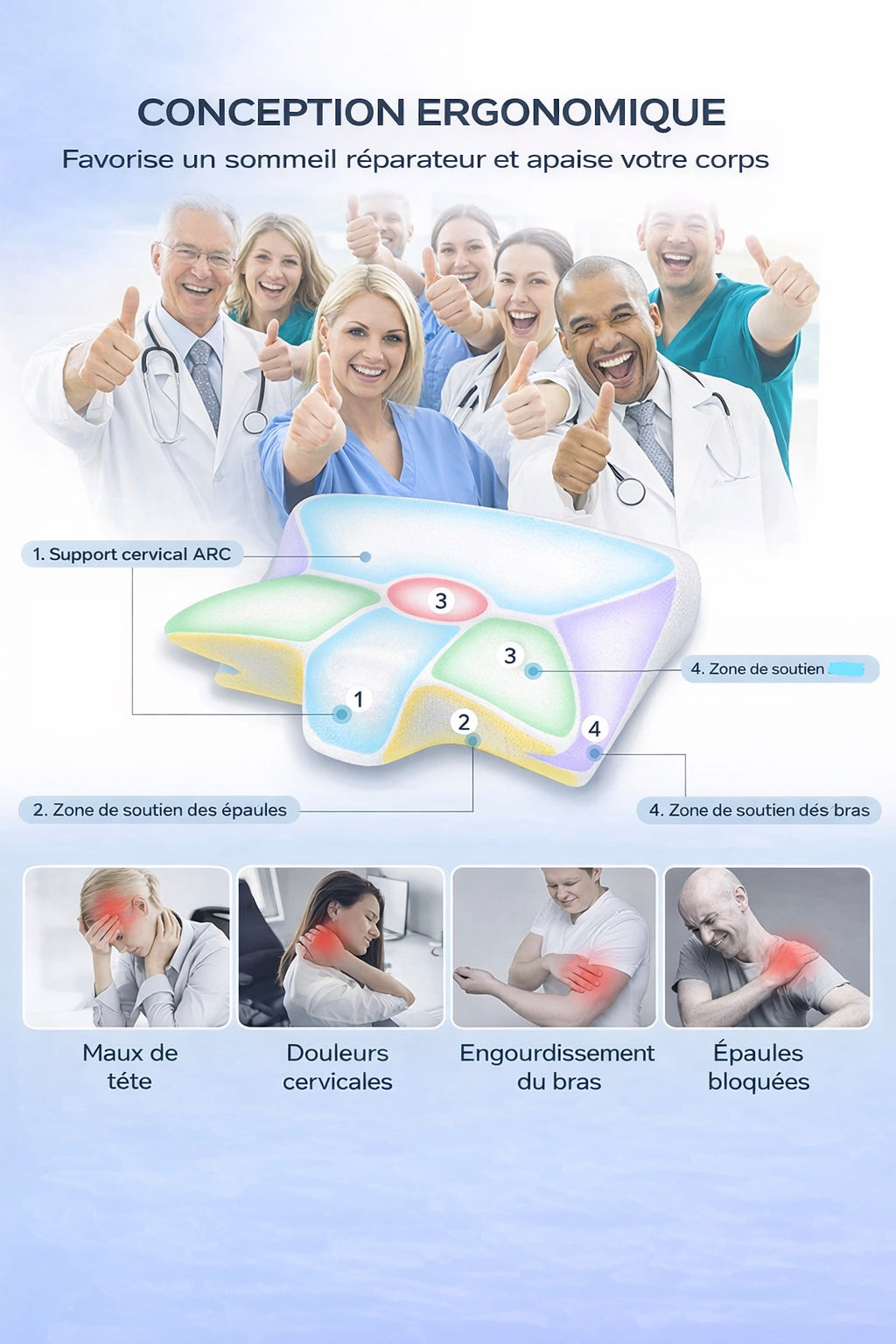 Oreiller cervical ergonomique Calmyera